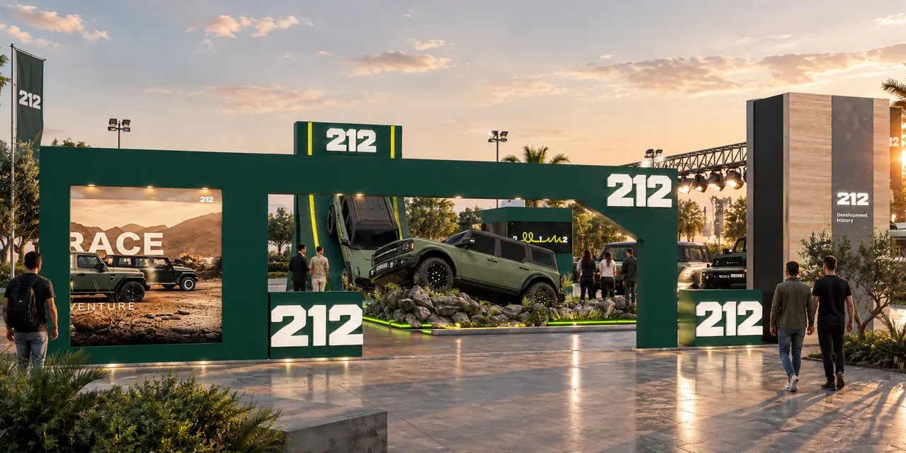 3D render of the 212 exhibition stand designed by KO DESIGN