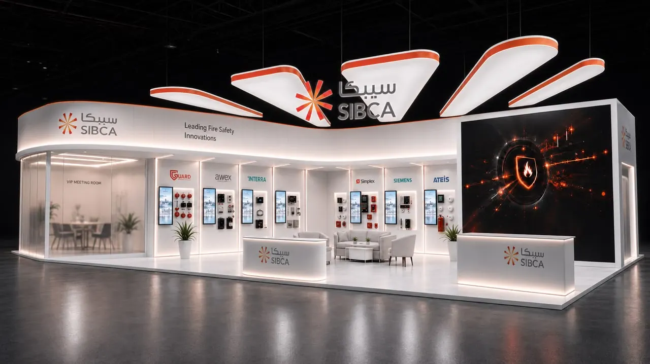 3D render of the SIBCA exhibition stand designed by KO DESIGN