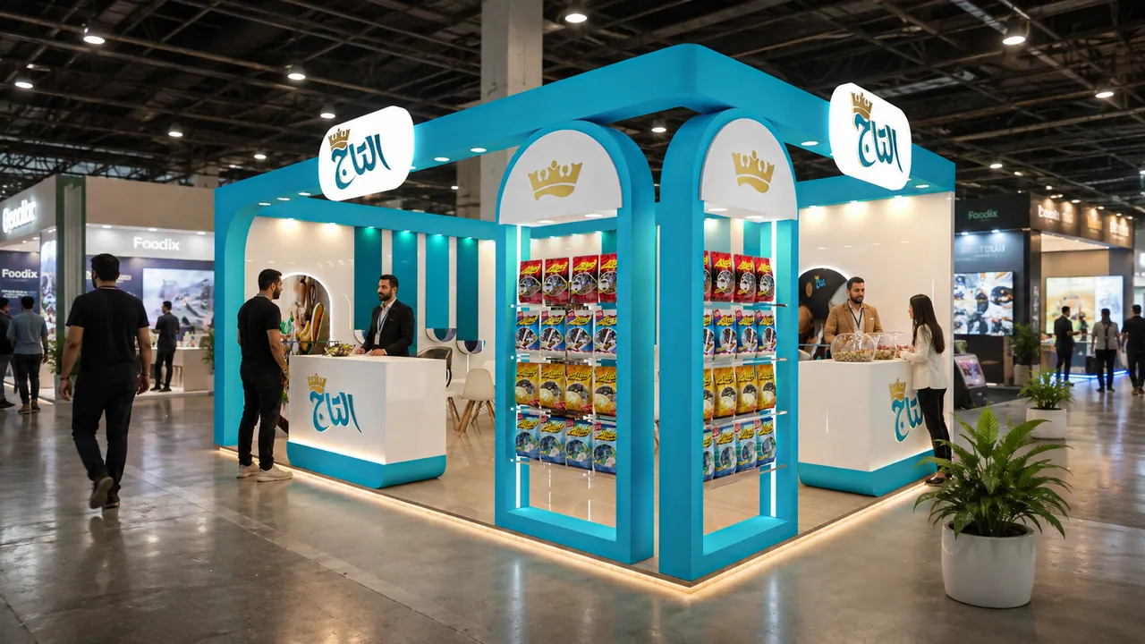 3D render of the Al Taj exhibition stand designed by KO DESIGN